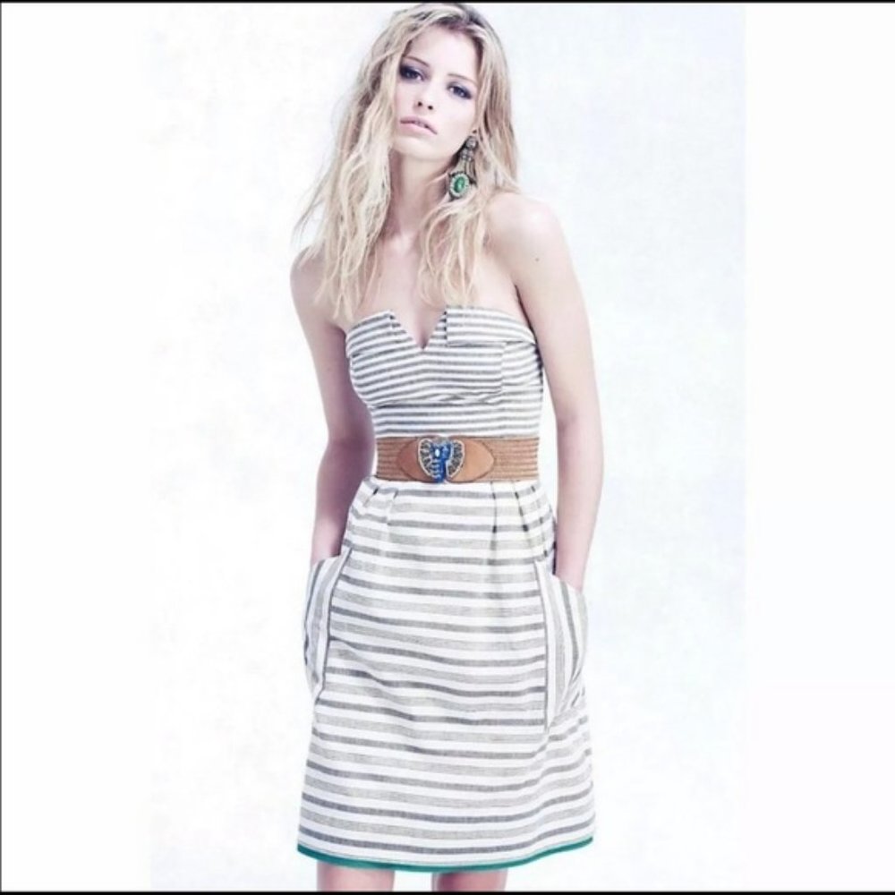 Anthropologie Maeve Changing Stripes Strapless Dress Size 14